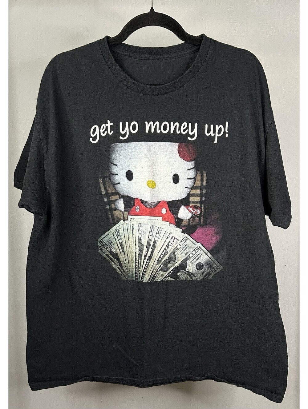 Hello Kitty “Get Yo Money Up” Joke T-Shirt Men’s Size XL
